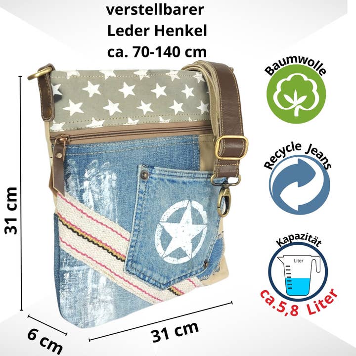 Sunsa - Wholesale Crossbody Bag - Women's - Sustainable vintage shoulder bag. Recycled Crossover Bag1