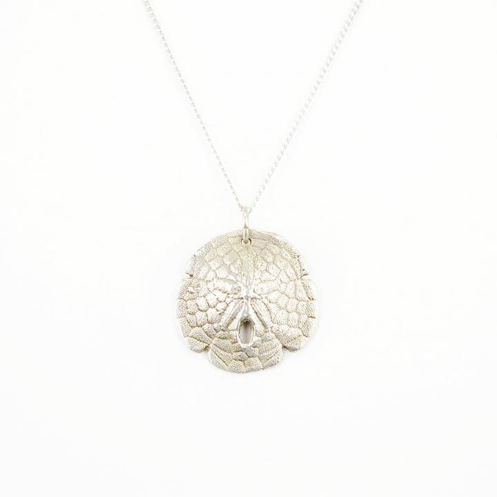 Sanddollar Shell Pendant Necklace (S) Frosted Sterling for wholesale on Faire