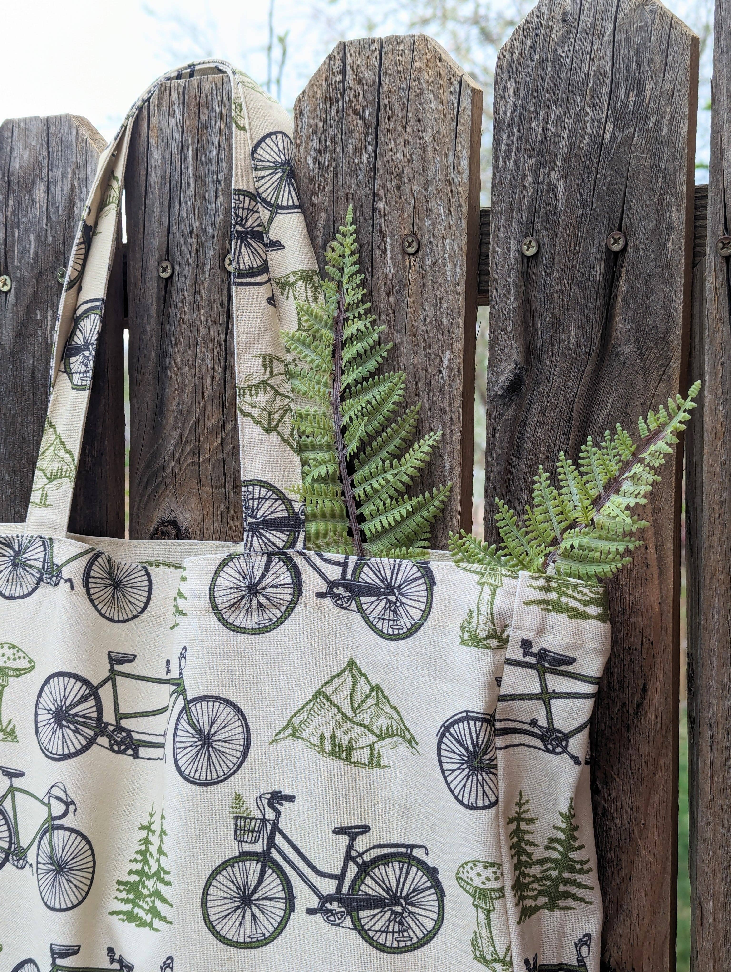 ilikesara | art + goods - Wholesale Tote Bag - Women's - tote bag | bicycle adventure - patterned screenprinted nature tote1