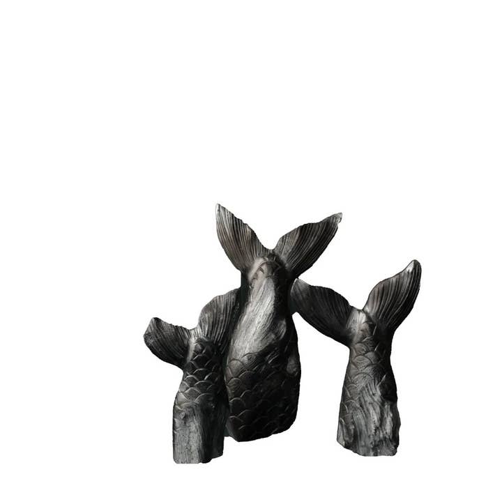 Conjunto de 3 Decorações de Cauda de Peixe – Acabamento em Prata Preta por atacado de Heft Home