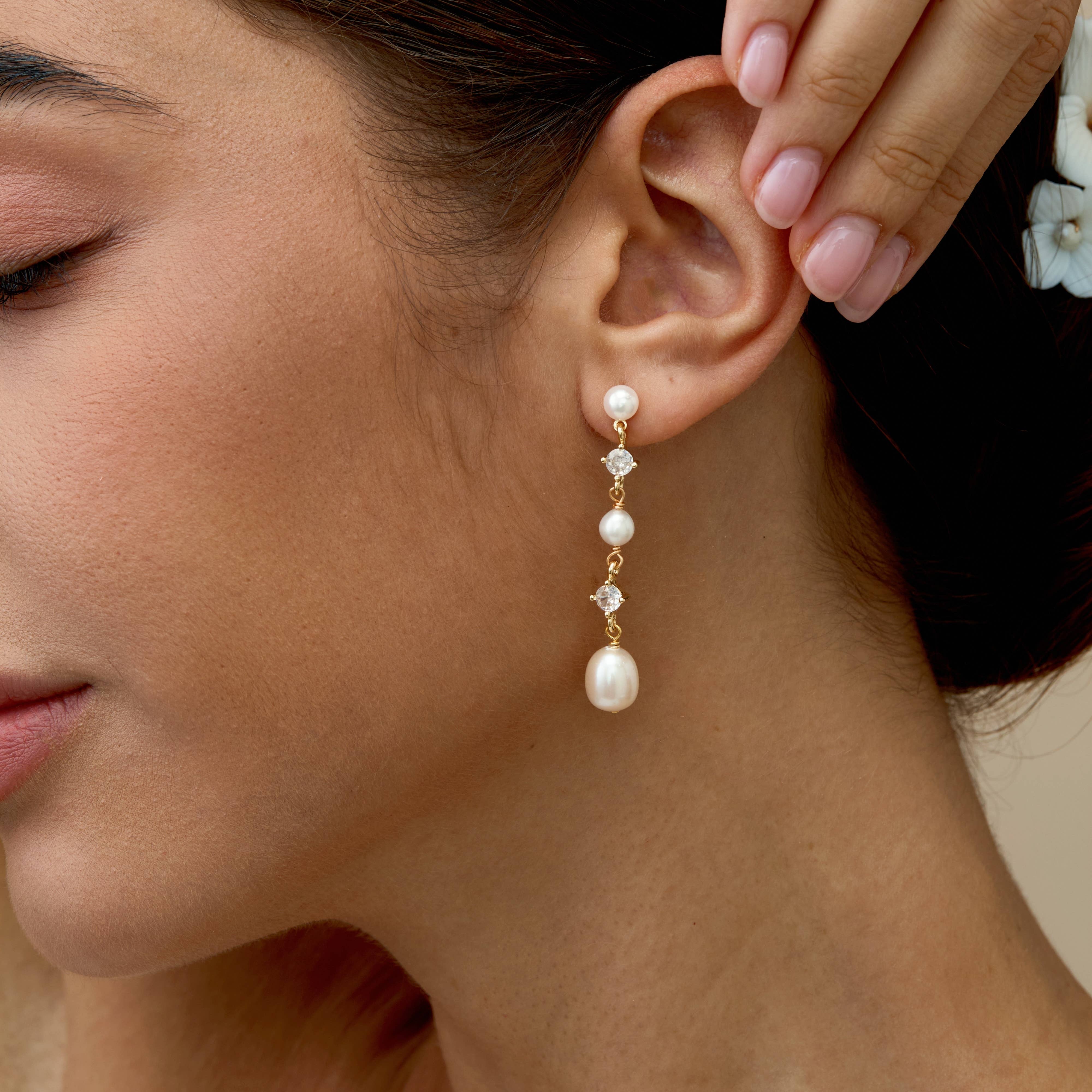 Drrtymagic - Wholesale Dangle Earrings - Natural Freshwater Pearl Earrings, Crystal Dangle Earrings