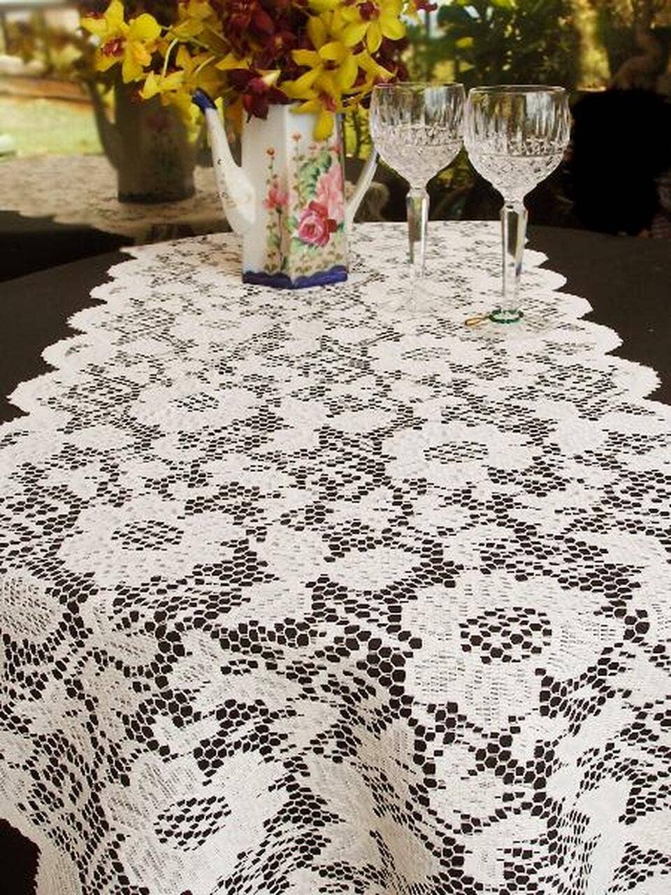 Packaging Decor - Wholesale Table runner - Lace Off White Table Runner 18" wide 96" long2