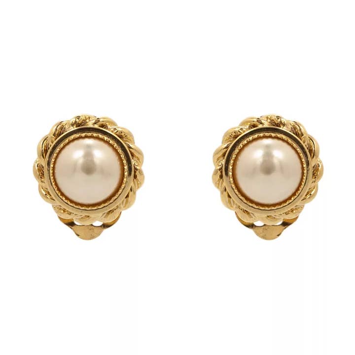 Perlenohrringe mit 18K Gold plattiertem Messing in geflochtenem Design für den Großhandel von Bijoux Jean André S.R.L.