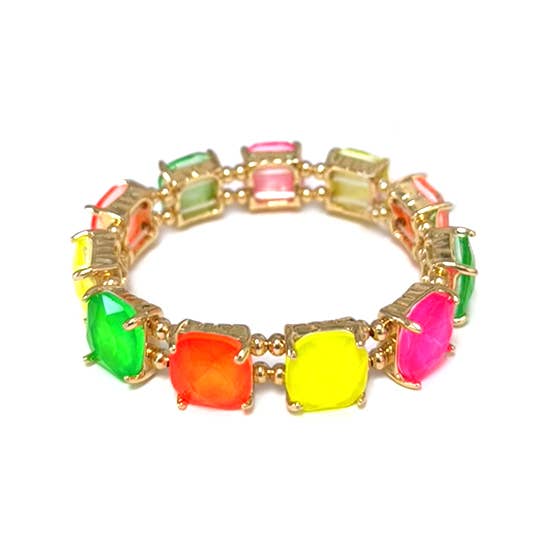 StarryNYC - Wholesale Schakelarmband - Neon kussen geslepen glazen kristal verbonden stretch armband10