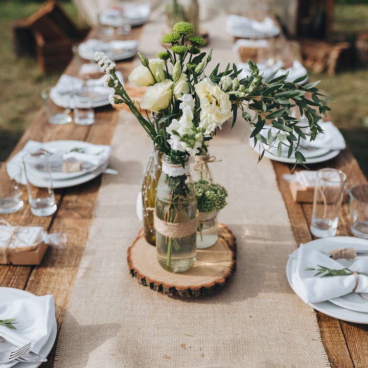 La Cordeline - Vente Chemins de table - Chemin de Table Toile de Jute Lurex Or 30cm X 5m
