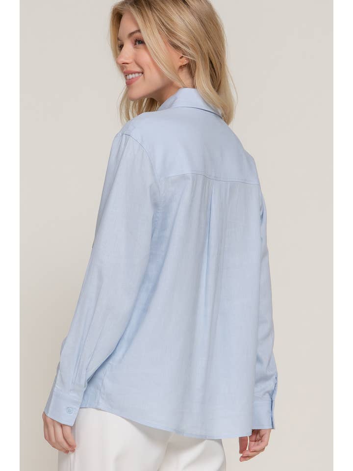 Active Basic | Active USA - Wholesale Button Down Shirt - Women's - Long Sleeve Linen Blend Shirt4