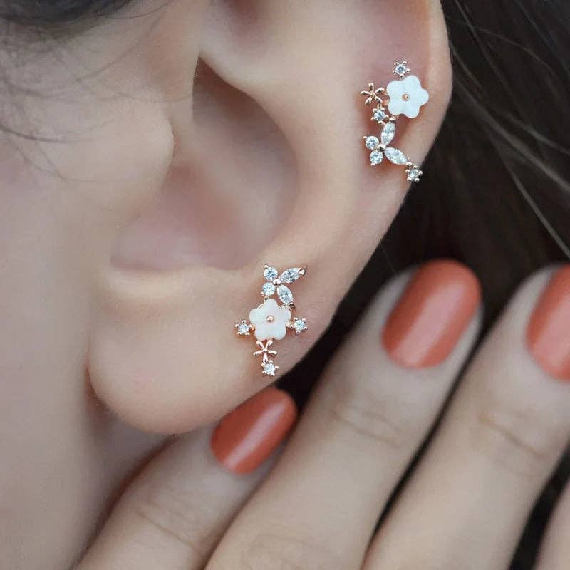 StockJWL - Wholesale Stud/Post Earrings - Magnolia Flower Earring, Earrings, Stud Earrings Stud  Piercing Helix Stud Cartilage Conch  Gold  Rose  Silver  Gift For Her10