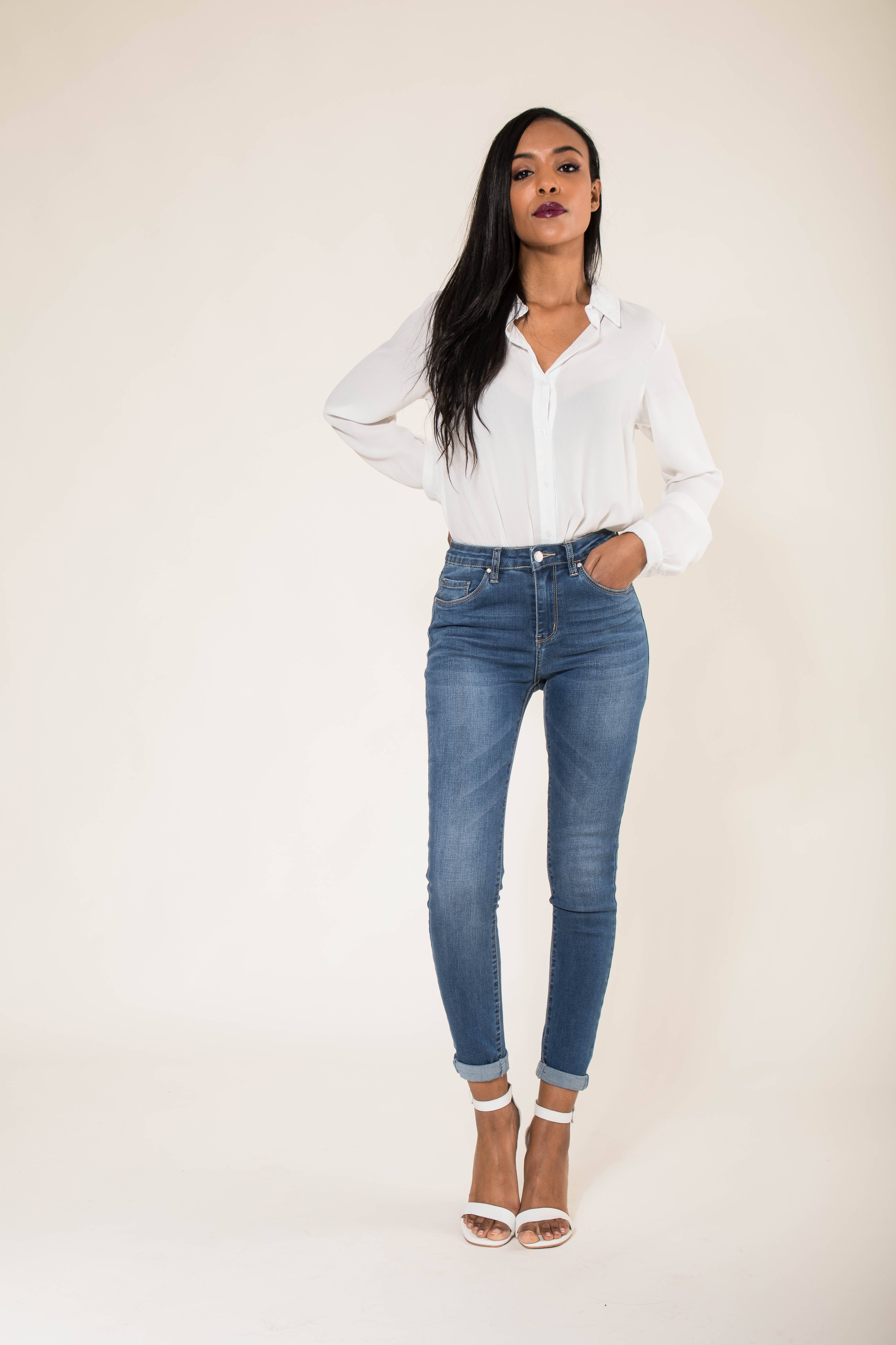 Nina Carter – Engroshandel Jeans - Dame – P078 stretch skinny bukser med høj talje20