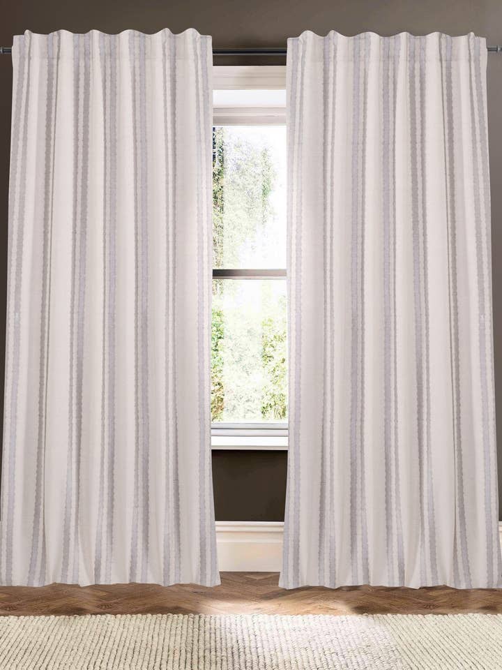 Rideau en mélange de lin et coton 96" Saphir Naturel pour la vente par Creative Threads, Inc.