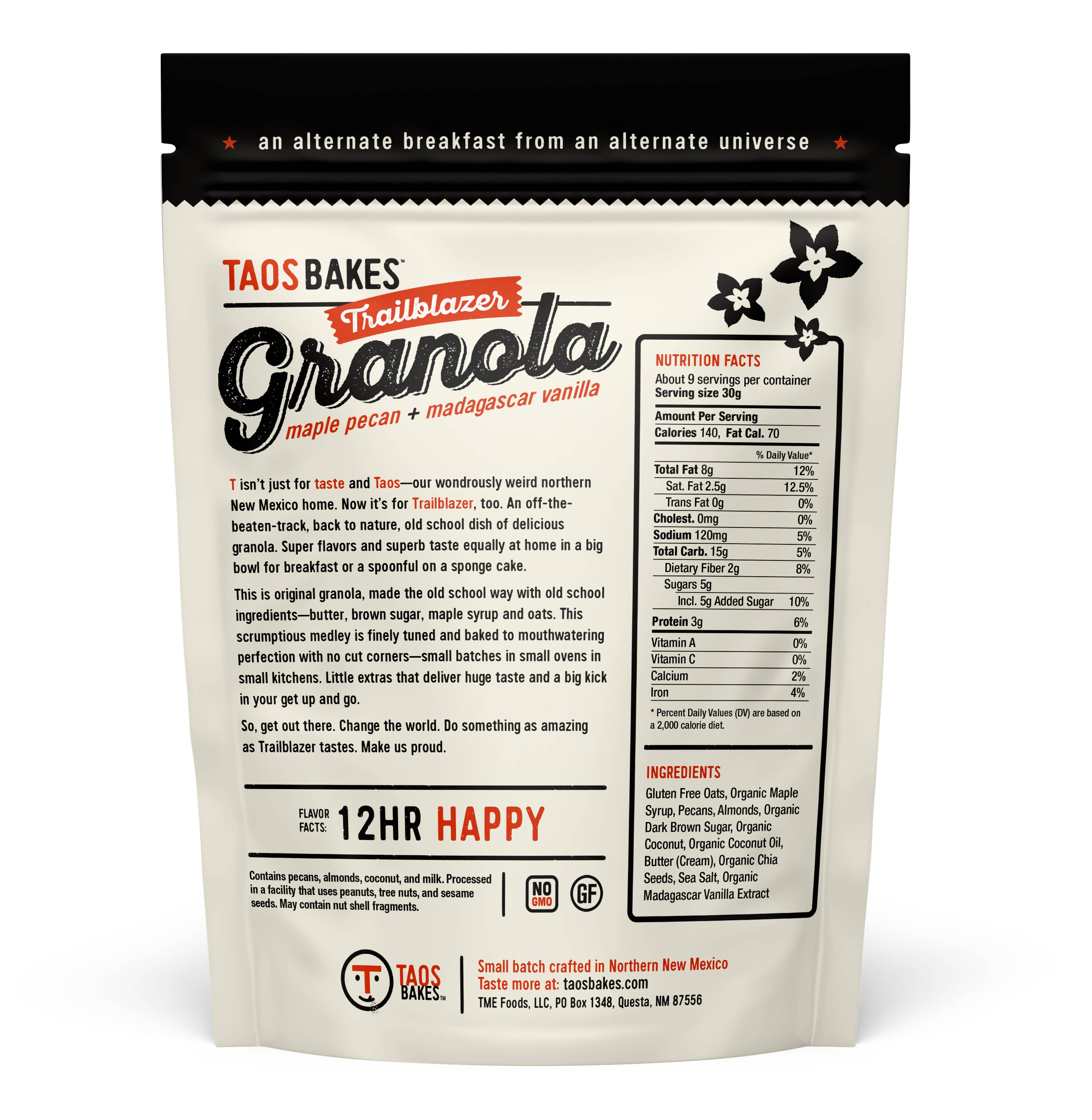 Taos Bakes - Vente Granolas - 10 oz Granola - Érable Pécan + Vanille de Madagascar1