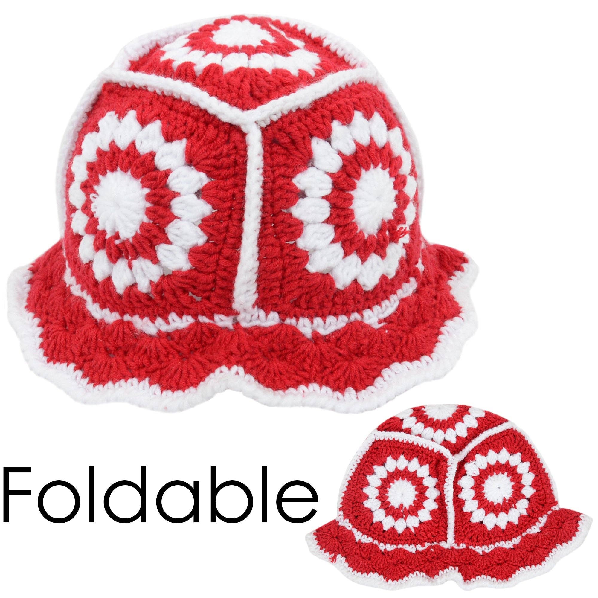 AK Brand – Engroshandel Bucket hat - Dame – Hæklet bøllehat retro solstråle strik foldbar strandhat28