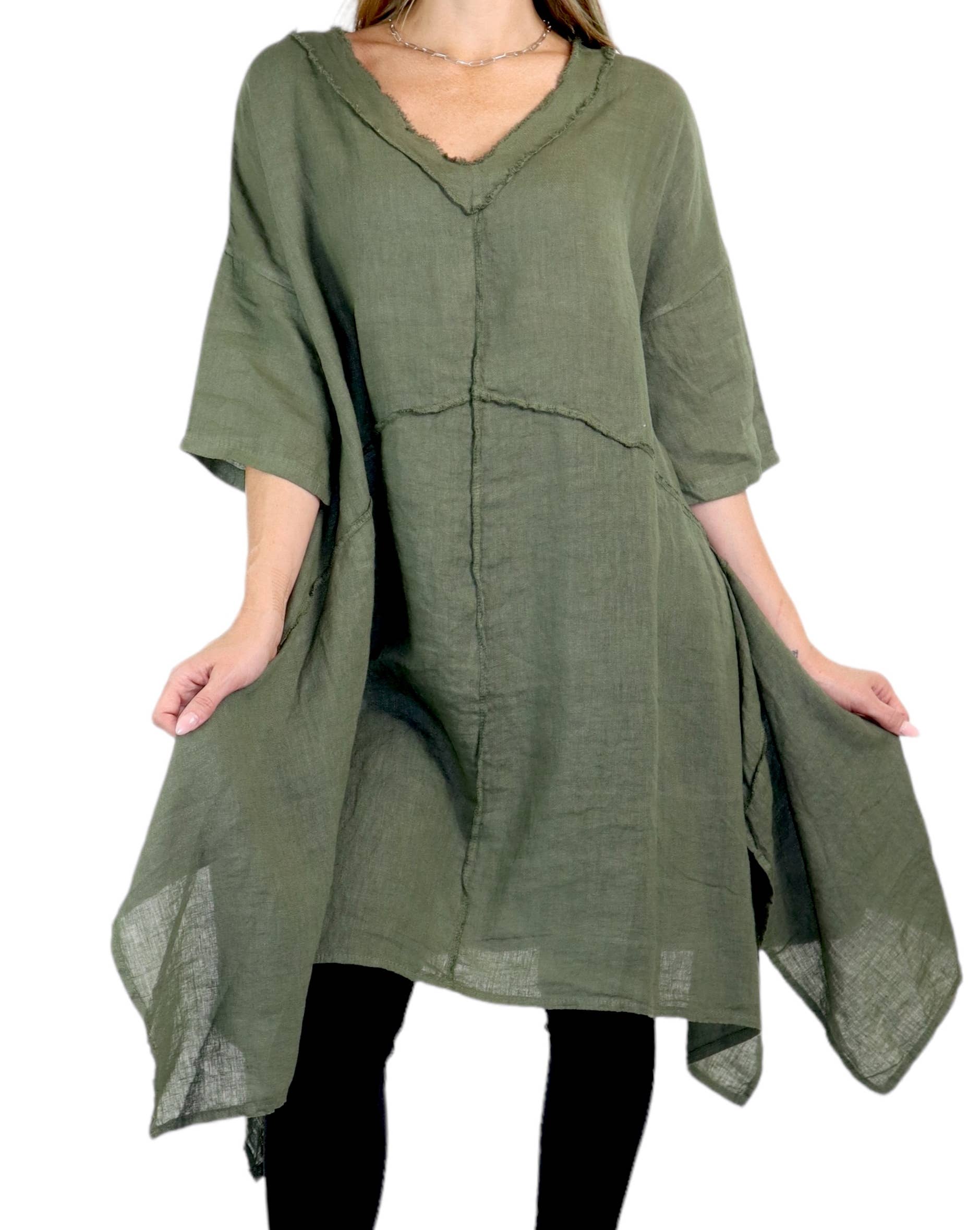 LINEN AND GAUZE - Wholesale Tunic - Women's - Asymmetrical and chic One size Premium washed Linen Tunic9