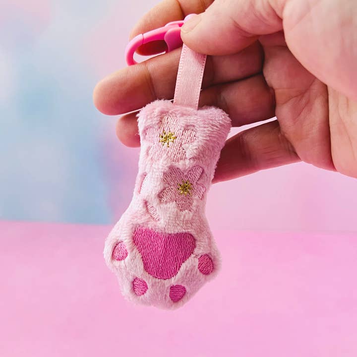 Pink Cat Paw Cherry Blossoms Kawaii Pastel Goth Bag Clip for wholesale by Kawaii Hair Candy