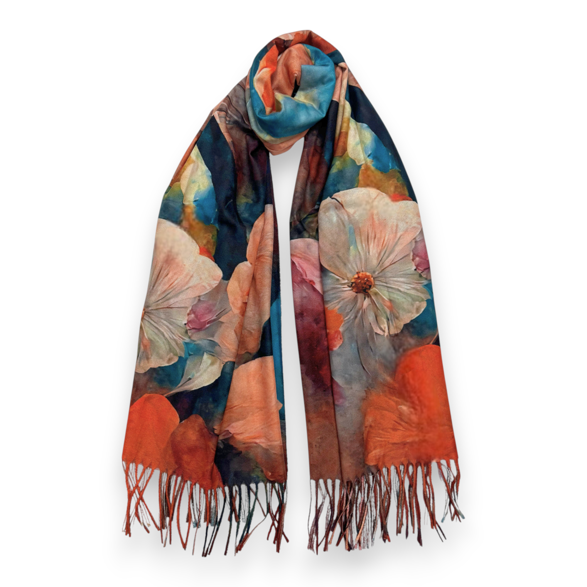 Lili Scarves (US Duty Free) - Wholesale Scarf - Women's - Big Flower Wool Blend Digital Print Scarf1