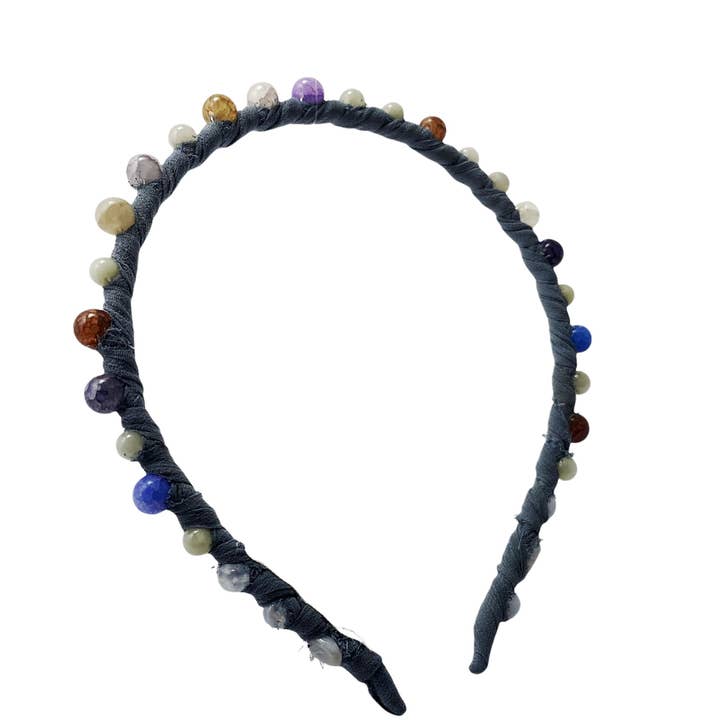 Handgemaakte hoofdband van mariene natuursteen en chiffon voor wholesale door Anthemis Paris