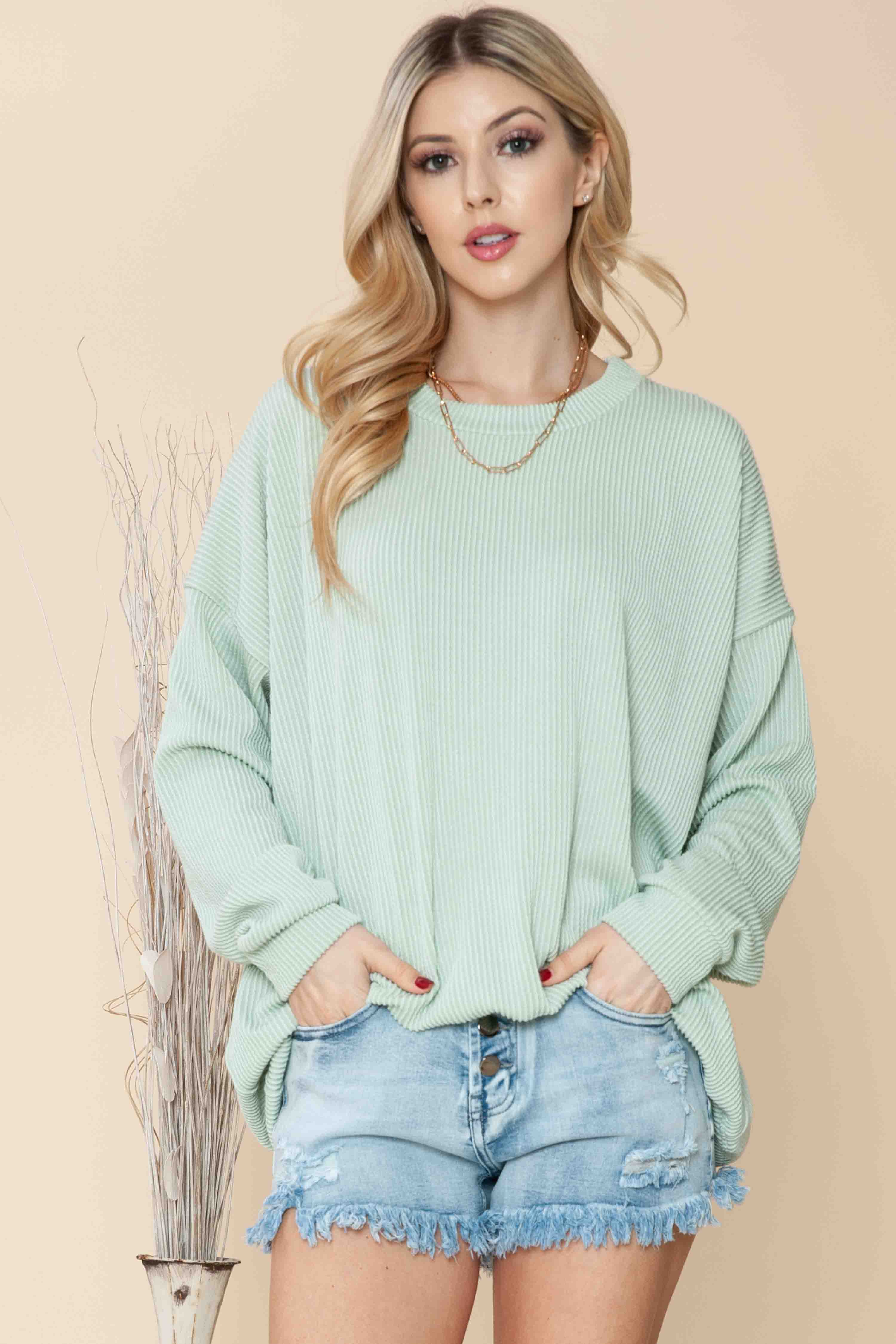 Burgundy Apparel - Wholesale Sweatshirt - Women's - WAVE RIB OVERSIZED SWEATSHIRT29