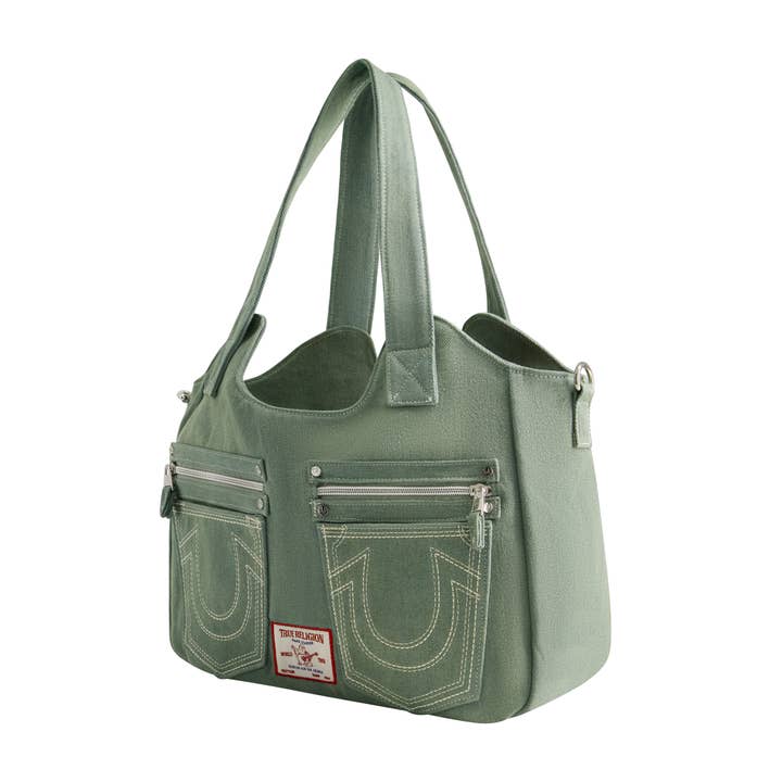 True Religion Horseshoe Stitch Sage Satchel for wholesale by True Religion