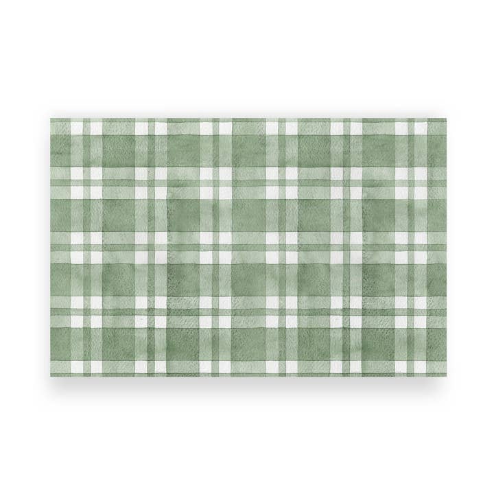 Sets de table en papier à carreaux verts | Ensemble de 24 pour la vente par Ellen Davis Creative