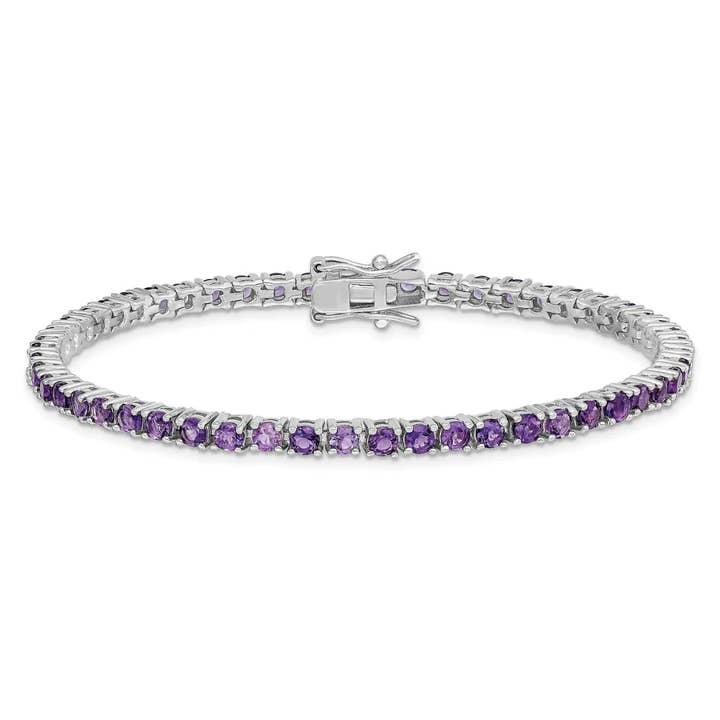 Bracelet de tennis en argent avec améthyste véritable pour la vente par FCJ Jewelry LLC