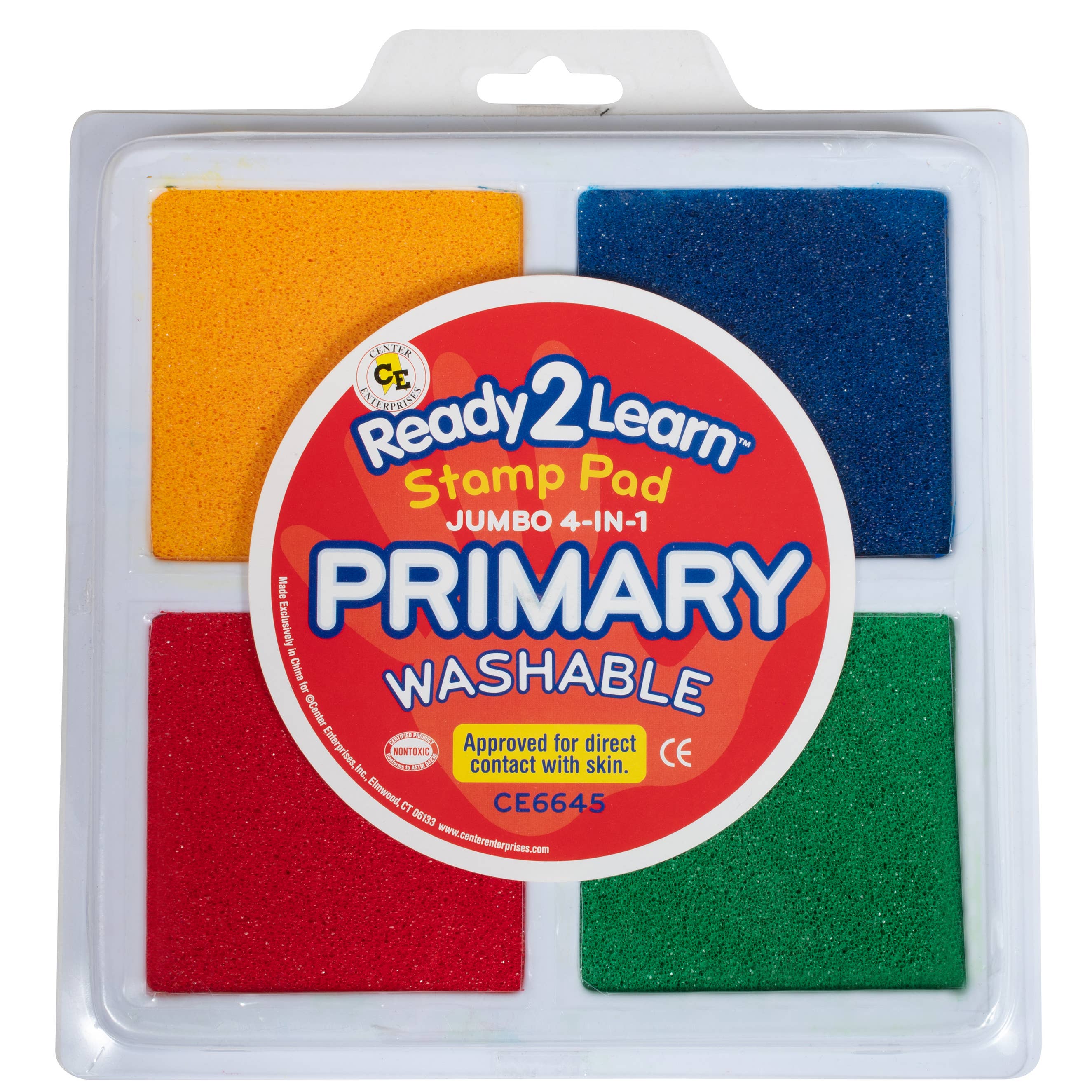 Learning Advantage - Wholesale Rubber/Decorative Stamp - Kids & Baby - Jumbo 4-in-1 Washable Stamp Pad - Primary0