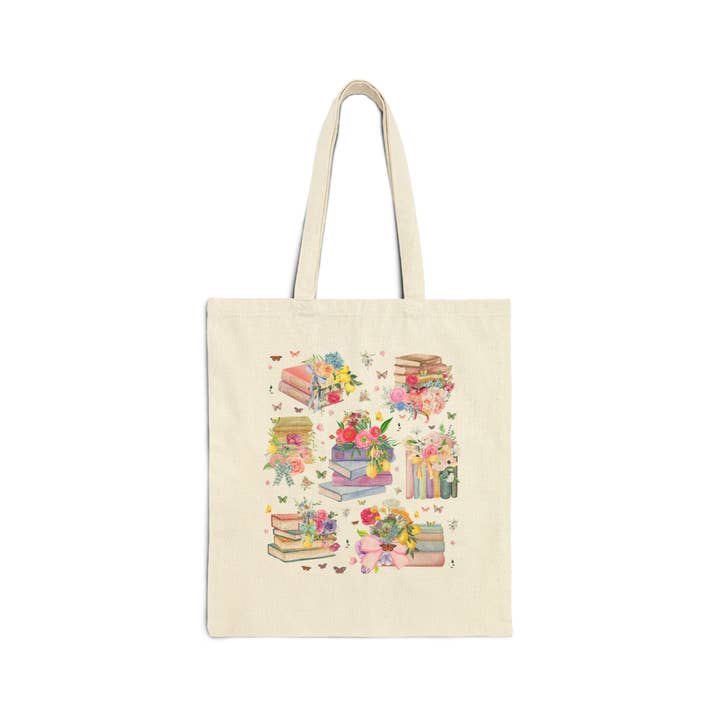 Opal and June - Wholesale Tote Bag - Women's - Boho Book Lover Tote Bag with Butterflies and Coquette Bows