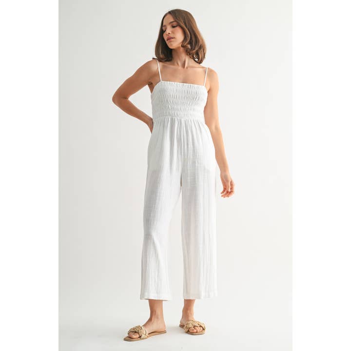 GAUZE SMOCKING BODICE JUMPSUIT for wholesale by FUN2FUN