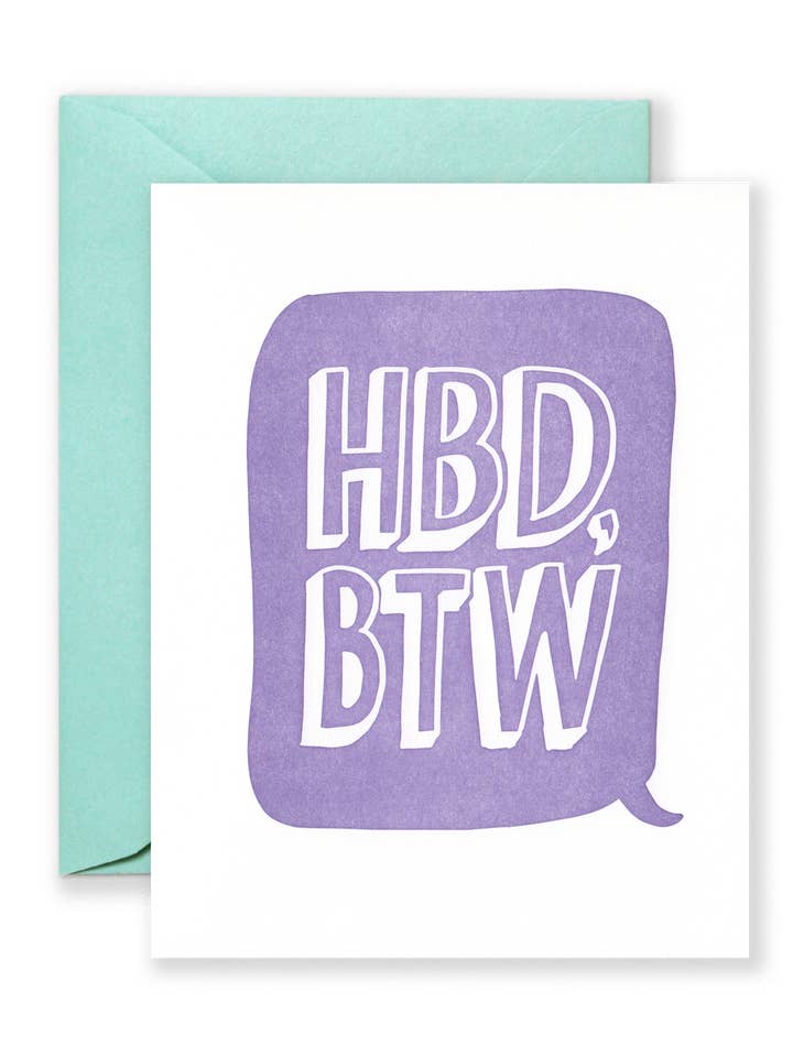 HBD BTW Greeting Card for wholesale by Lionheart Prints