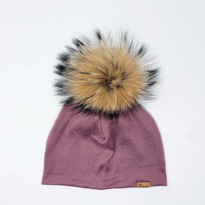 Merino pom pom hat - Raspberry for wholesale by Flocon Sport