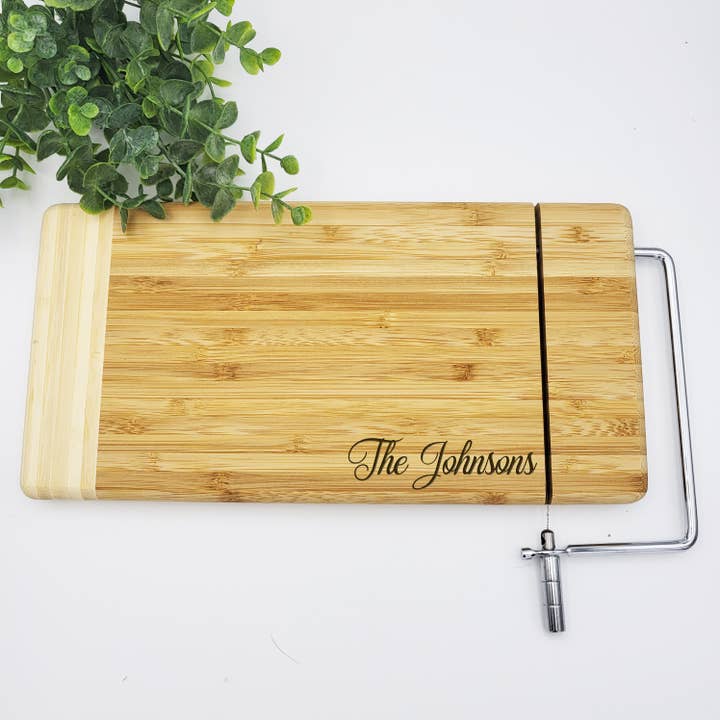 Inkwell Designers® - Wholesale Cutting Board - Personalized Cheese Cutting Board with Metal Cheese Cutter