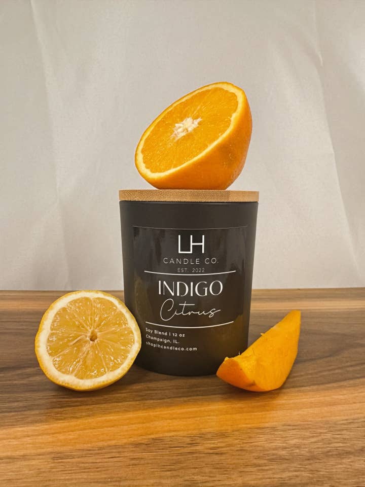 Indigo Citrus Boutique Candle for wholesale by LH Candle Co. (Formerly LH Mercantile)