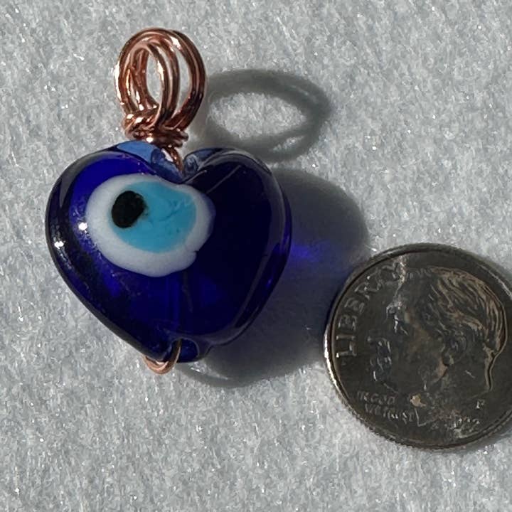 Evil Eye Mini Heart Pendant Copper wrapped for wholesale by Best South Gems