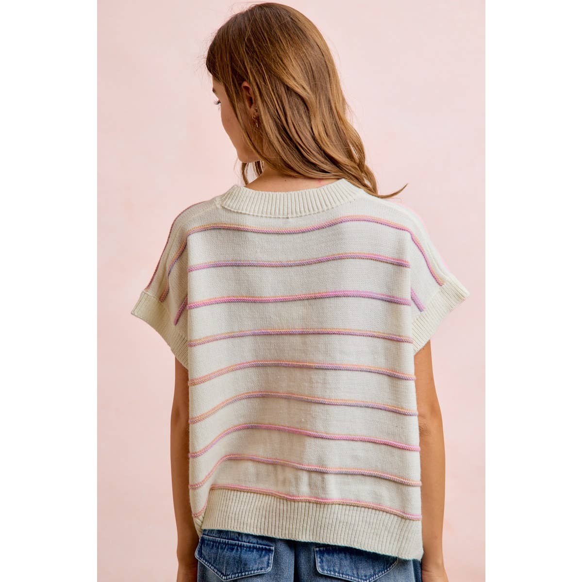 BiBi - Wholesale Shirt - Women's - MULTI COLORS TEXTURED STRIPE KNIT TOP9
