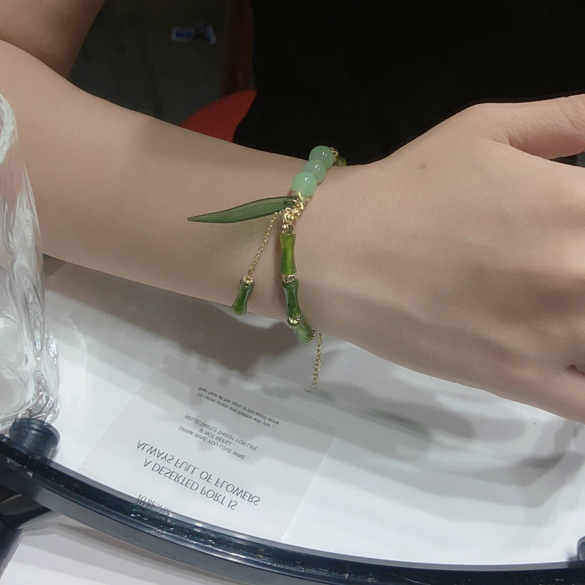 Gemscape UK - Wholesale Beaded Bracelet - Bamboo Green Gold Bracelet7