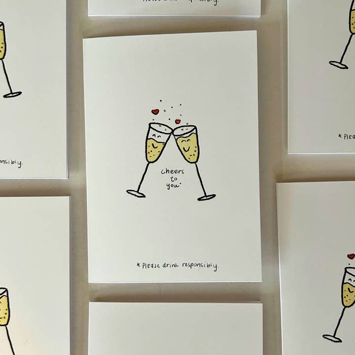 Cheers Greeting Card for wholesale by ELTON B MAKES ART