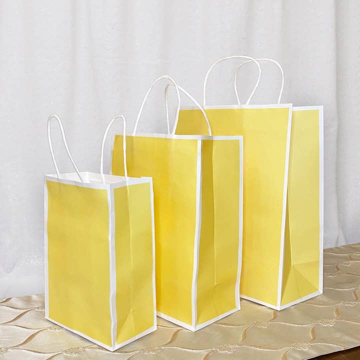 ByHome - Wholesale Gift Bag - 25 pc, 4 size Light yellow white border kraft paper gift bag