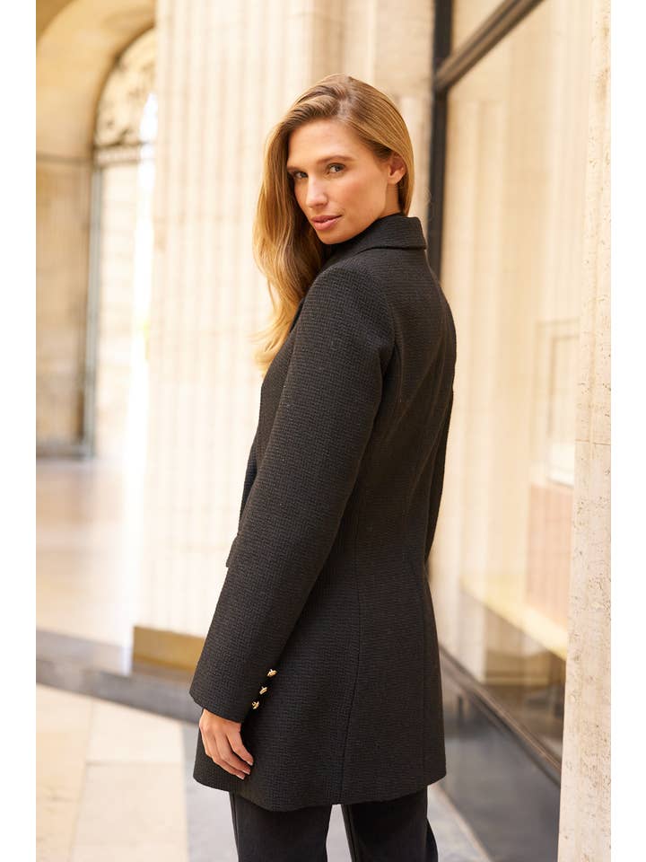 Attentif Paris - Wholesale Blazer - Women's - Mid-length fitted double-breasted jacket with wool13