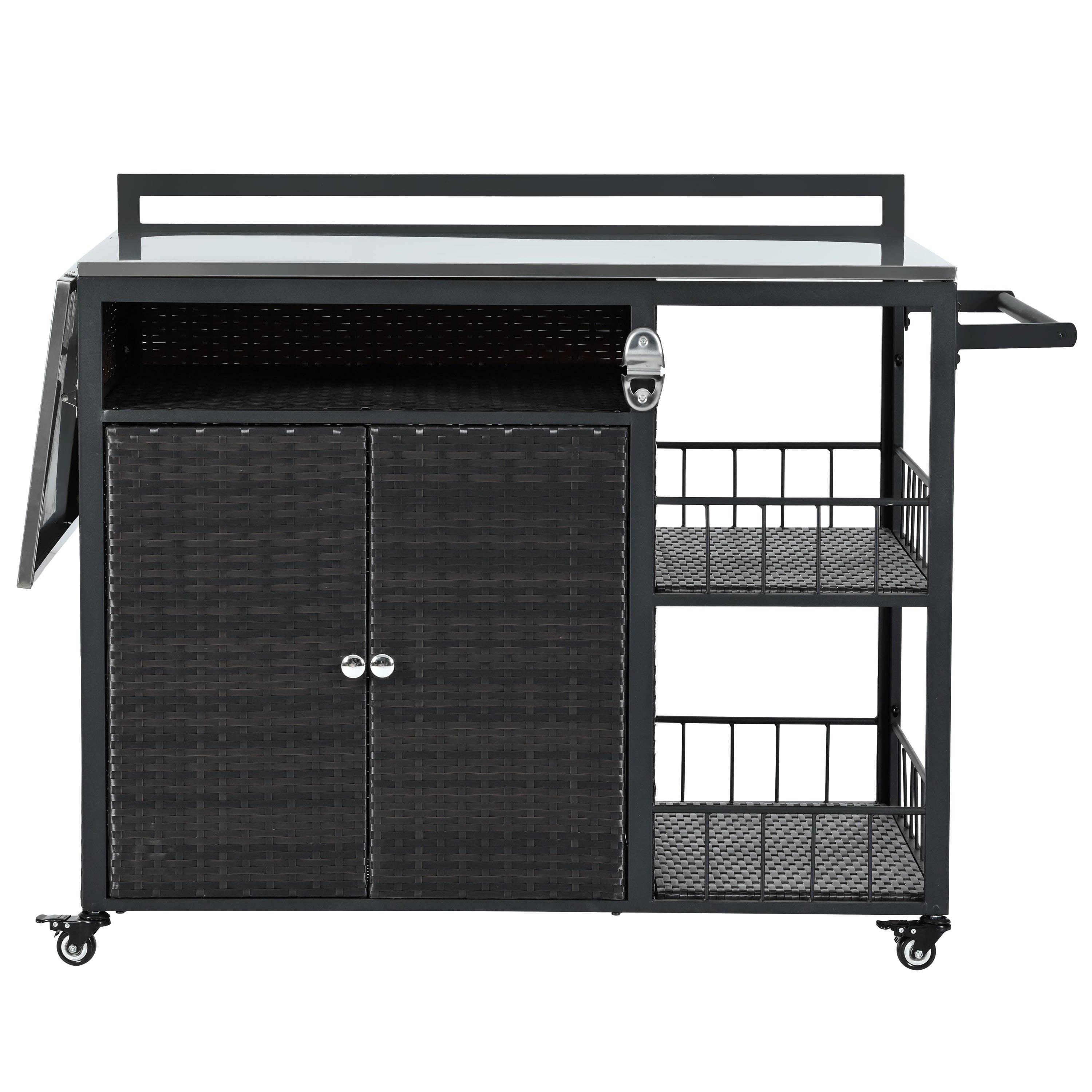 39F Inc. - Vente Outil de gril pour l'extérieur - Chariot de service extérieur avec plateau pliable, armoire de rangement9