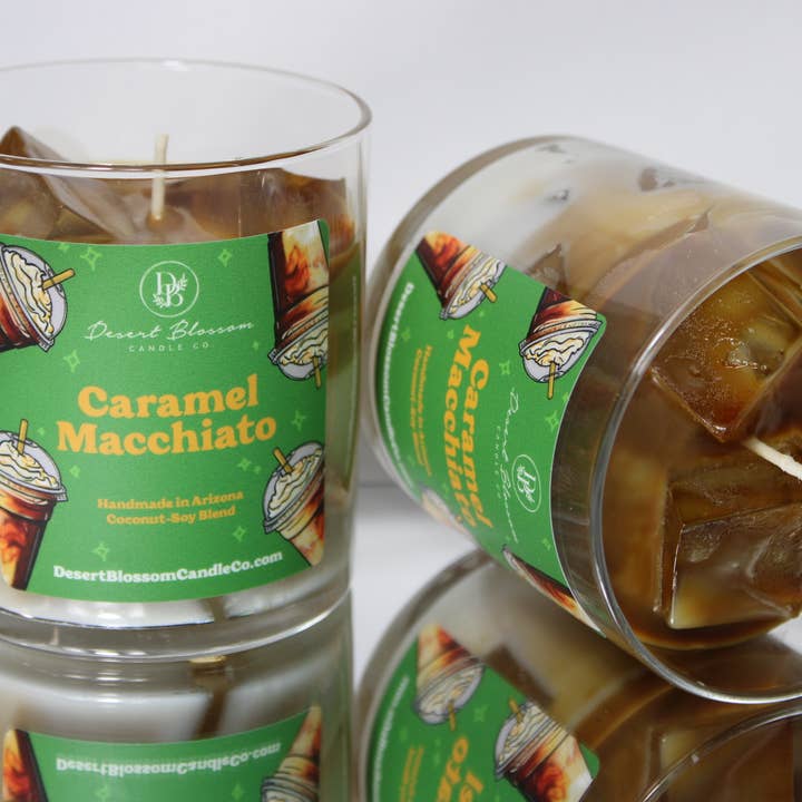 Desert Blossom Candle Company - Wholesale Jar/Filled Candle - Caramel Macchiato Candle Scented Coffee Realistic Candle