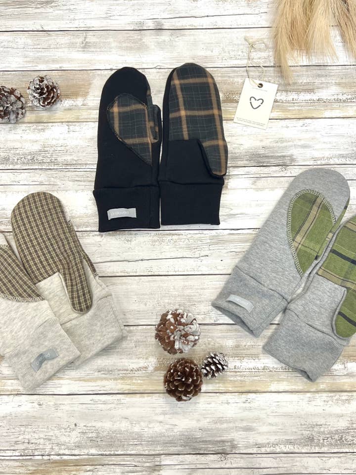 Ariel Mitts With Upcycled Flannel for wholesale by Preloved