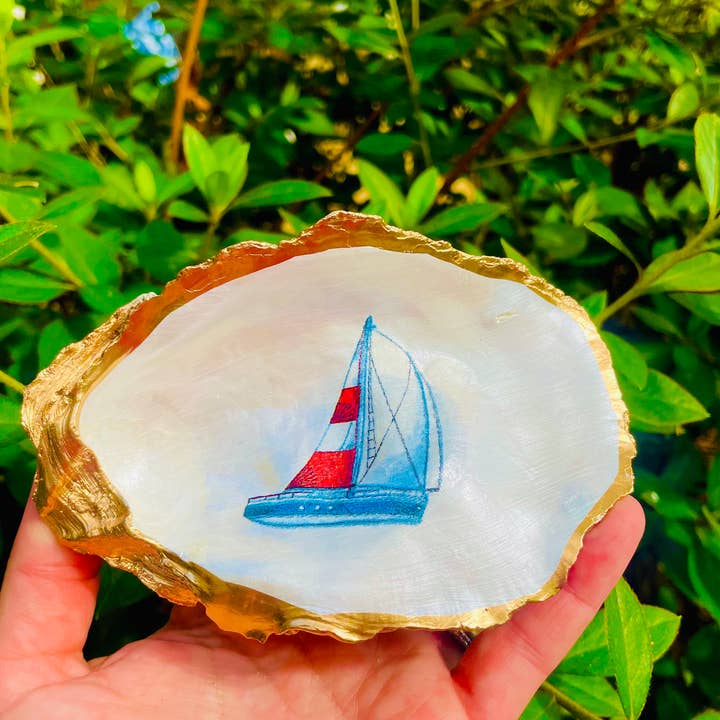 Oyster Shell Trinket Dish,Sailboat Trinket Dish for wholesale by Shells by Shea