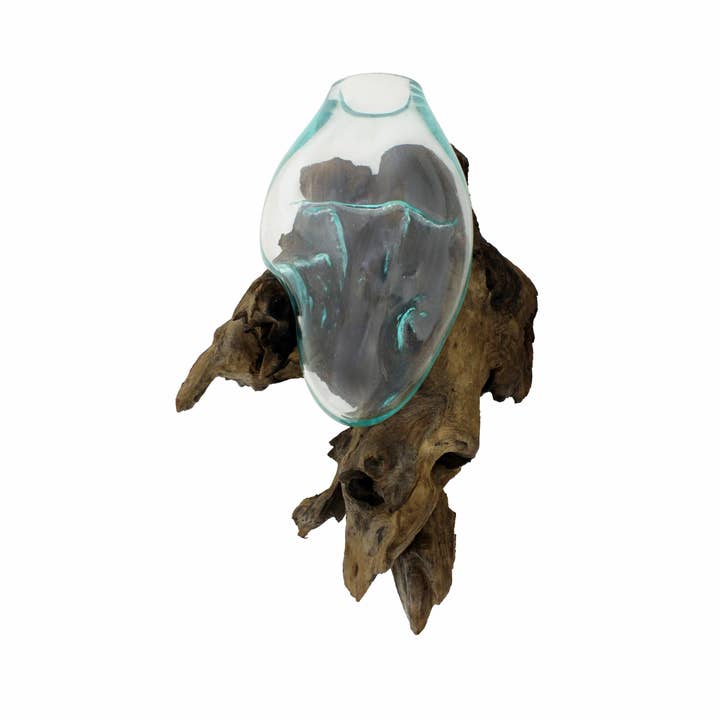 Cohasset Gifts - Wholesale Sconce - Molten Glass Wall Sconce on Gamal Wood Wall Mount