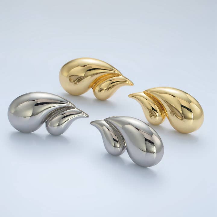 24K Gold Filled Double Teardrop Studs | AD713 AD714 for wholesale by Aim Eternal