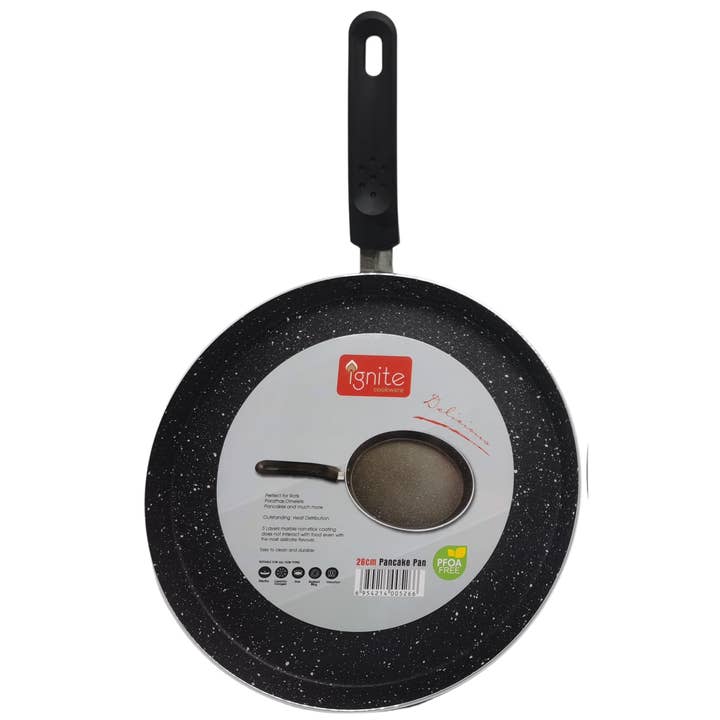 Ignite 26cm Marble Coated Non-Stick Roti Tawa with Induction Bottom | Non-Stick Roti Tawa UK for wholesale by Ignite Cookware Ltd
