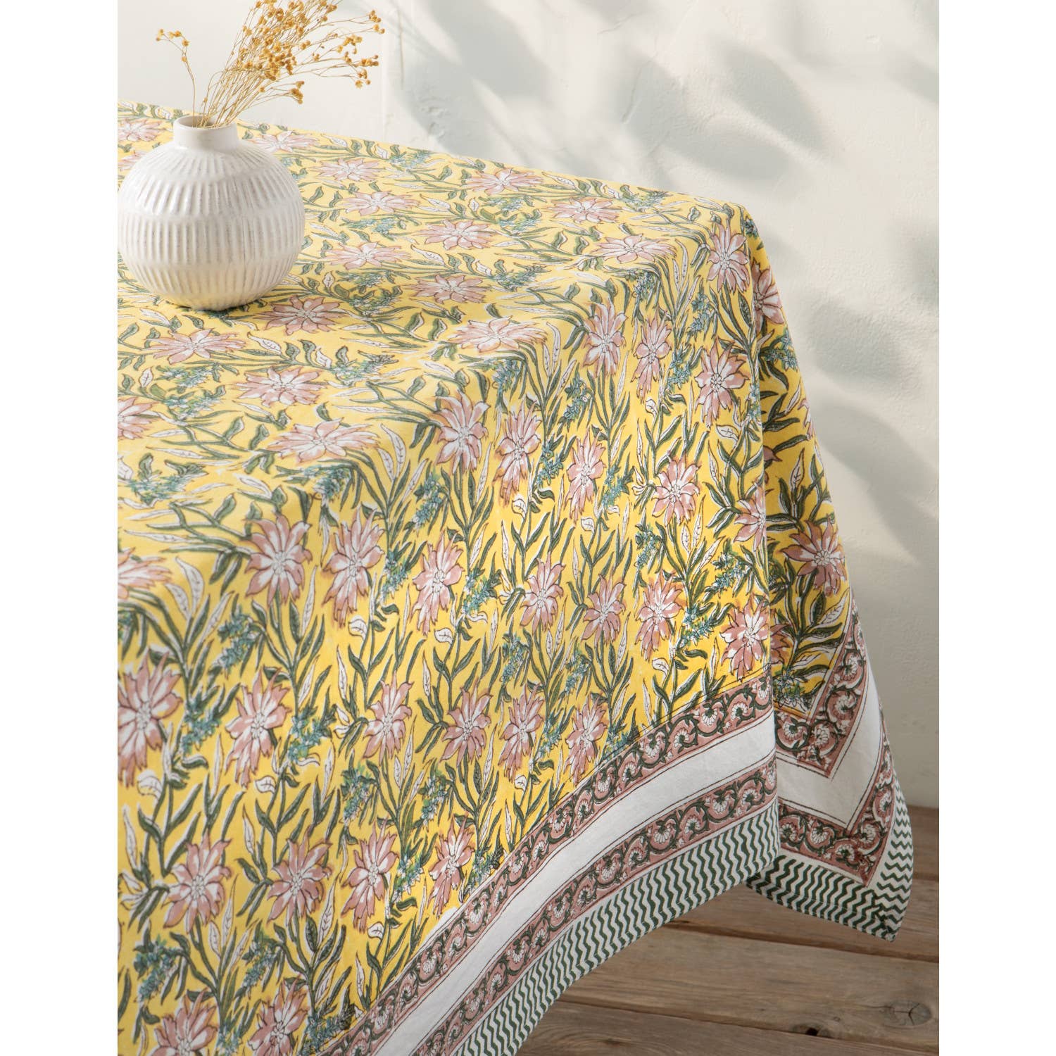 Danica Heirloom - Wholesale Tablecloth - Clematis Block Print Tablecloth 90 x 60 inches2