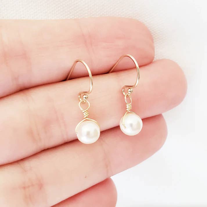 Tiny Ivory Pearl Earrings for wholesale by Aden + Claire Jewelry