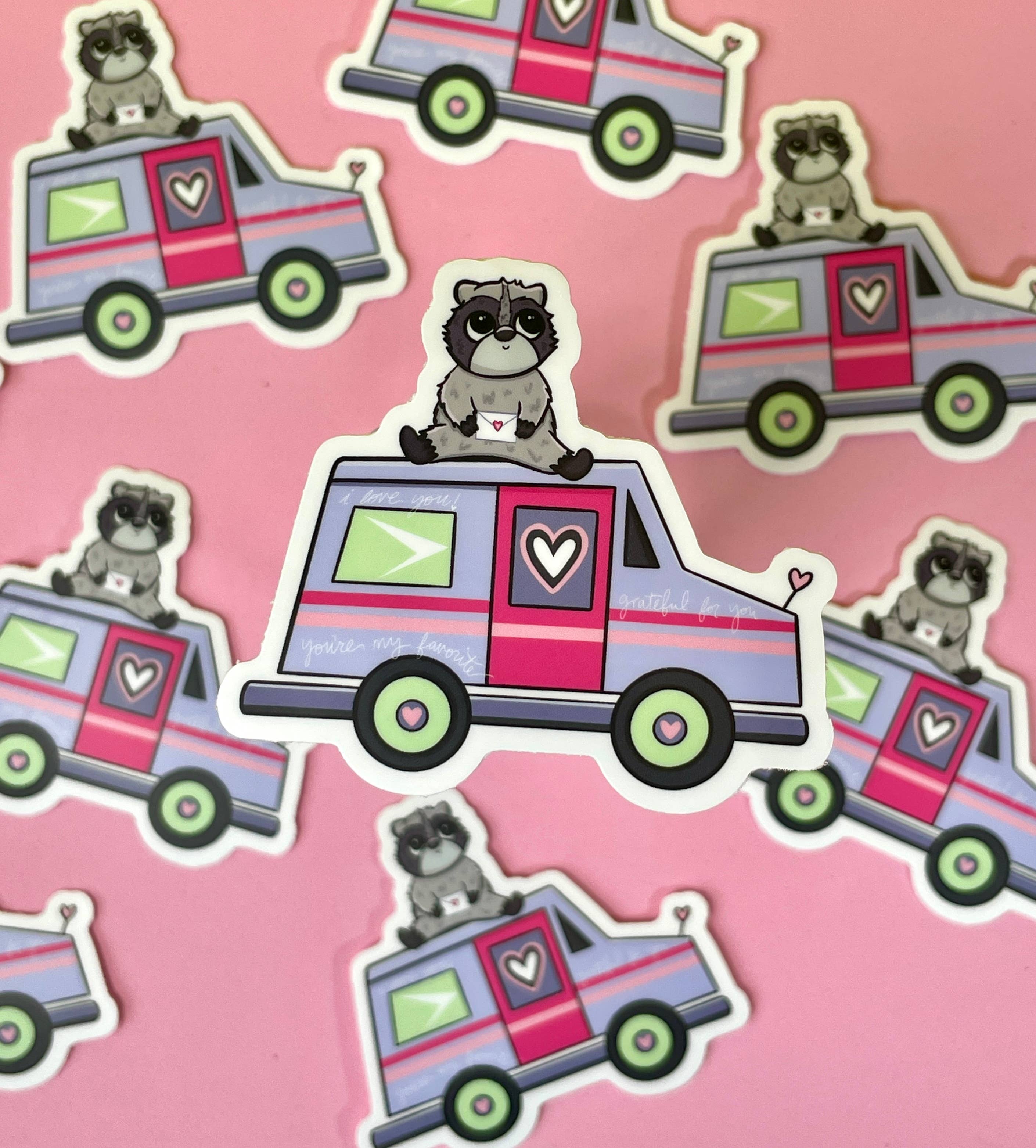 quirky burp illustrations - Wholesale Sticker - Postal Service Love Letter Truck Waterproof Vinyl Sticker1