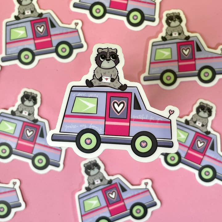 quirky burp illustrations - Wholesale Sticker - Postal Service Love Letter Truck Waterproof Vinyl Sticker1
