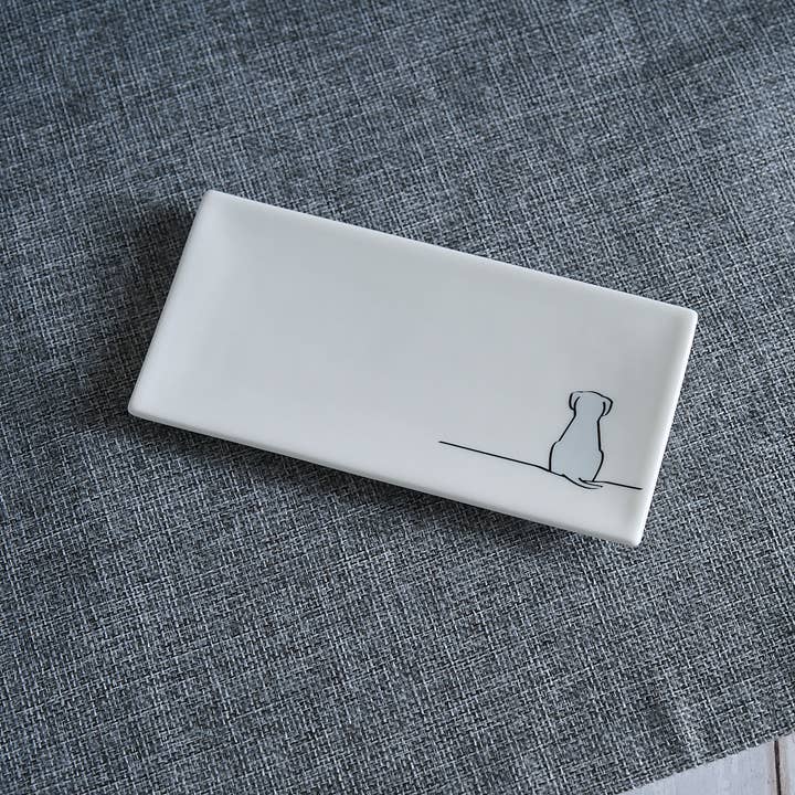 Sitting Dog Mini Tray - Light Grey Edition for wholesale by Jin Designs