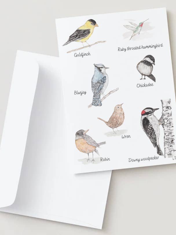 Set di cartoline illustrate ad acquerello con uccelli da giardino per la vendita all'ingrosso da parte di LSA-studio