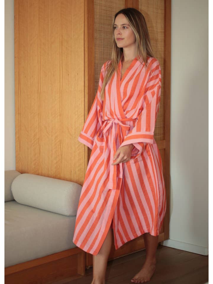 Bathen - Wholesale Robe - Women's - Cabana Stripe Robe In Burst